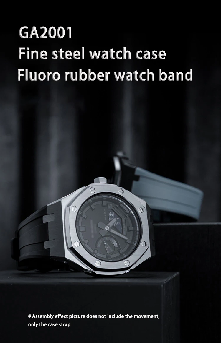 Custom 316l Stainless Steel Watch Case With Silicon Band Strap Ga 2100