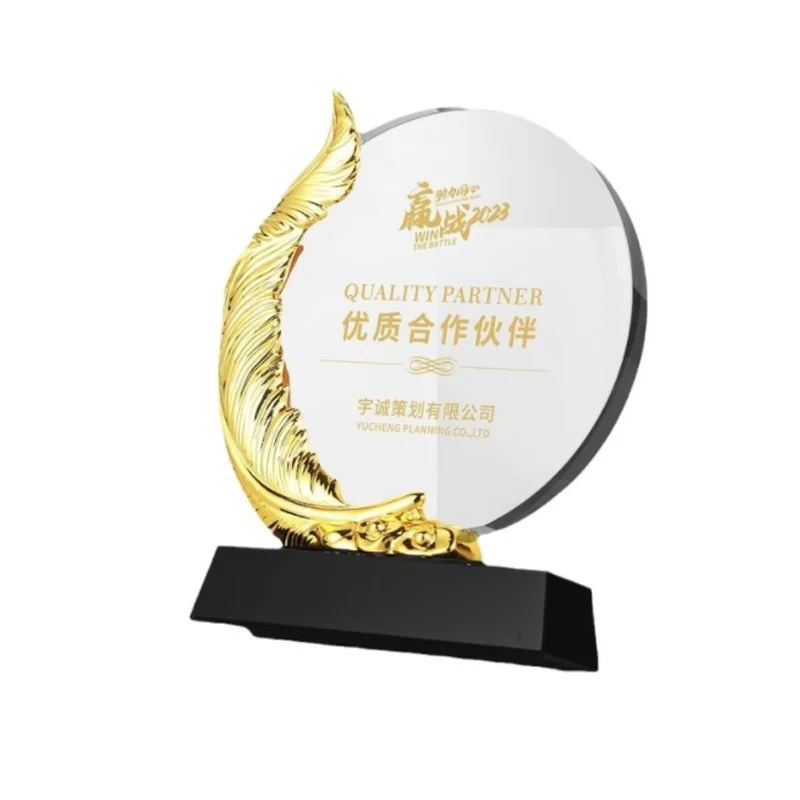 product shining crystal crafts k9 crystal glass customized metal trophy custom design golden awards plaques trophies-40