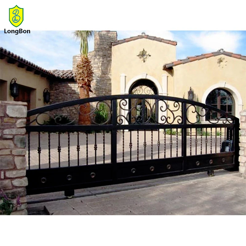 Modern Design Motorized Automatic Wrought Iron Driveway Gate Louver Fence Gate for Home and Garden