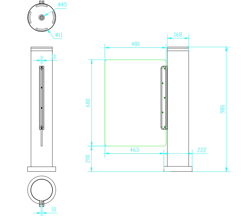 Circular Slim Speed Gate Servodrived MCBF 10 Million Service Life Small Turnstile for Playground Supermarket Kindergarten Office