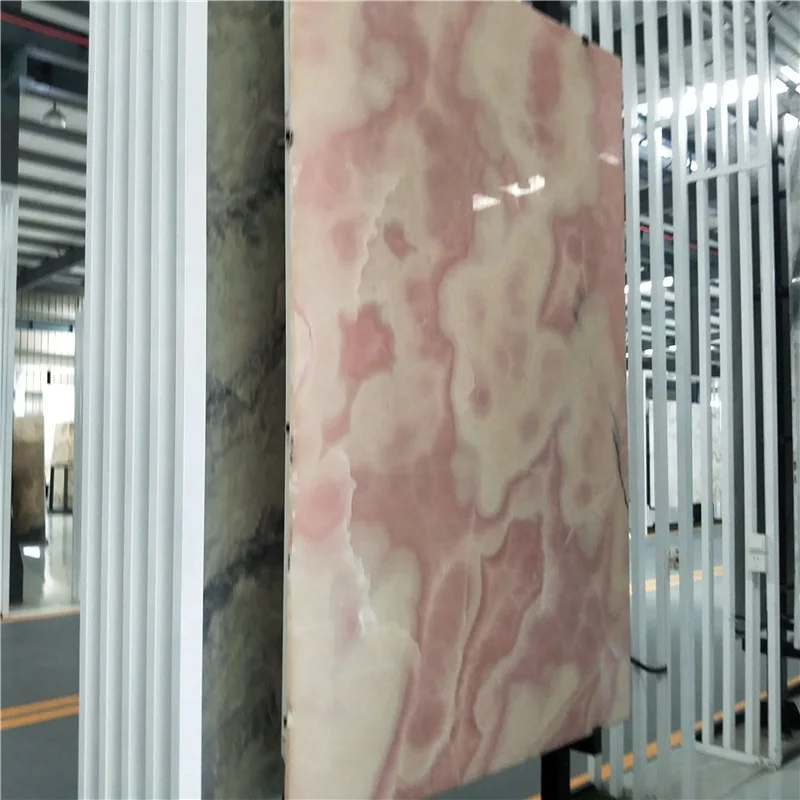 product natural pink jade marble transparent backlight onyx wall tiles slab for indoor hotel hall wall background design-2