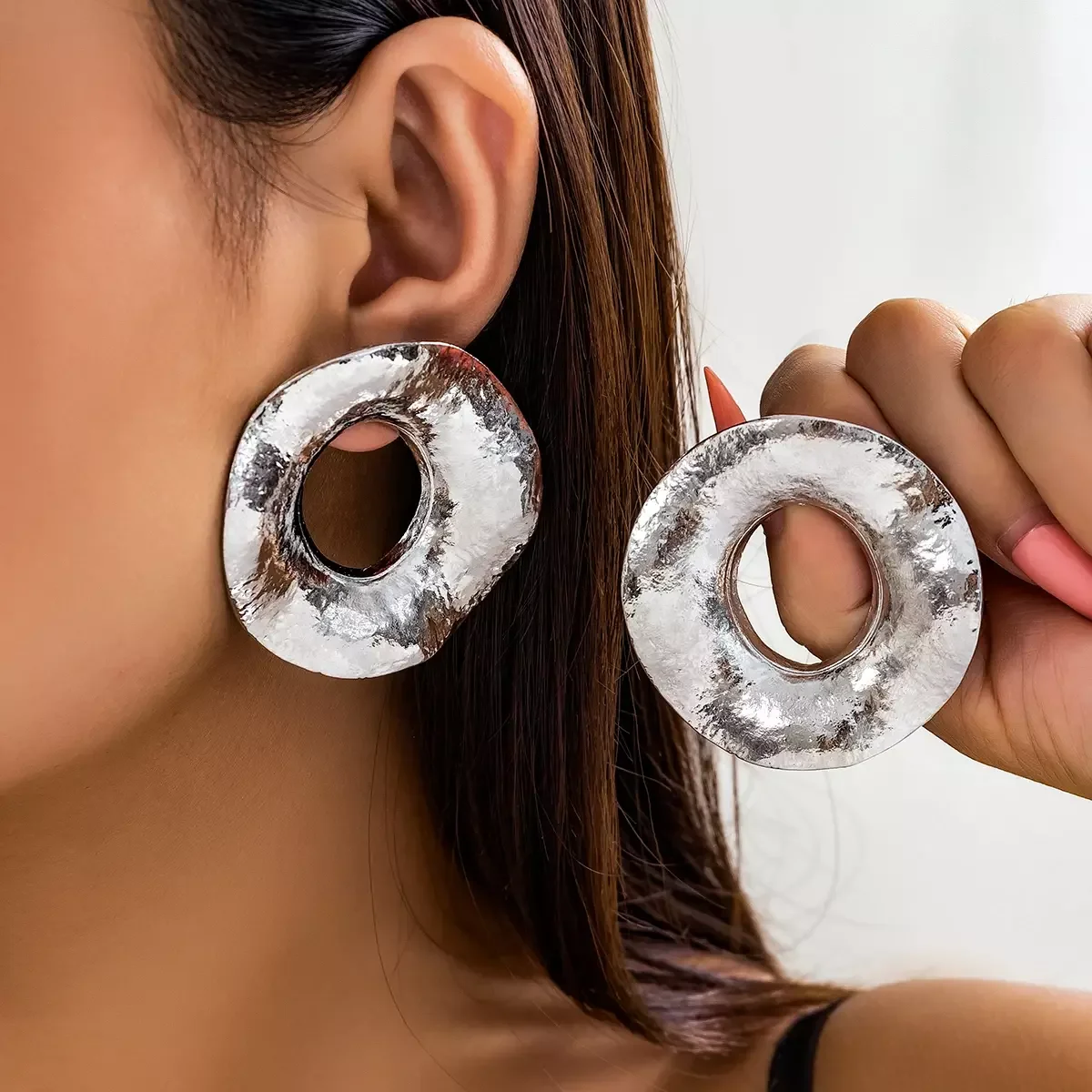 Big Circle Piercing - Trendy Goth Stud Earrings for Women