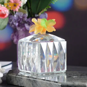 SAINT-VIEW Crystal Square Mini White Jar Crystal Holders, Lanterns, & Candle Apothecary Jars Glass With Lid
