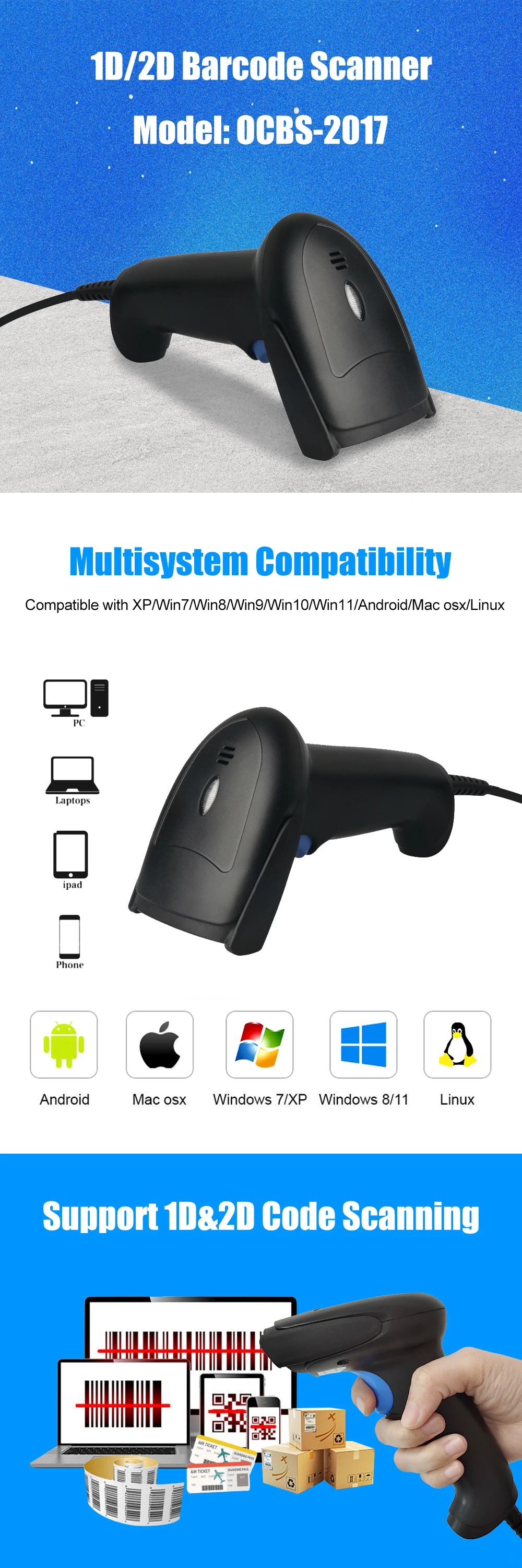 High Speed Inventory Warehouse Mobile Pos System Bar Code Reader