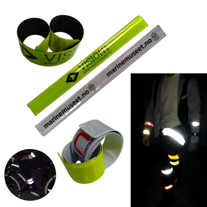 REFLECTIVE FLUORESCENT SILVER SNAP BANDS 10 X HIGH VISIBILITY SLAP ARM BANDS 