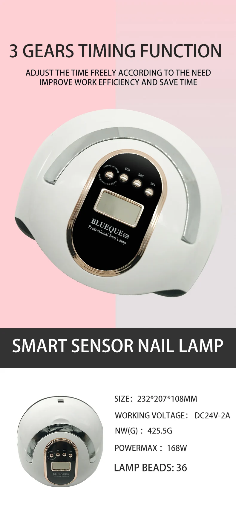 2025 AT-NDUV-022 168W uv led nail lamp manufacture