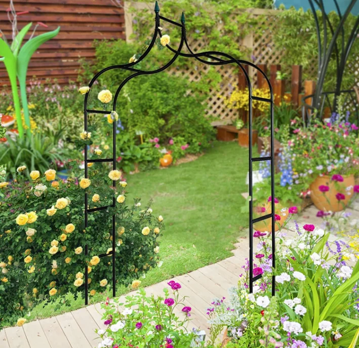 Metal Garden Arbor Gothic Galvanized Metal Garden Arch Climbing Plants ...