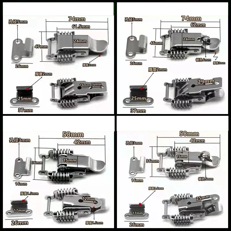 Tool Box Stainless Steel Spring Loaded Toggle Latch Adjustable Metal Spring Hasp Cabinet Latches