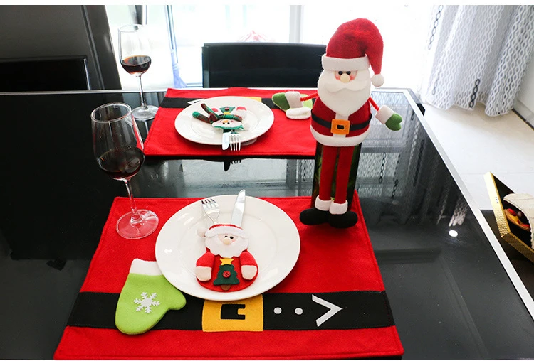 3pcs snowman easter cutlery suit knifes folks bag holder pockets