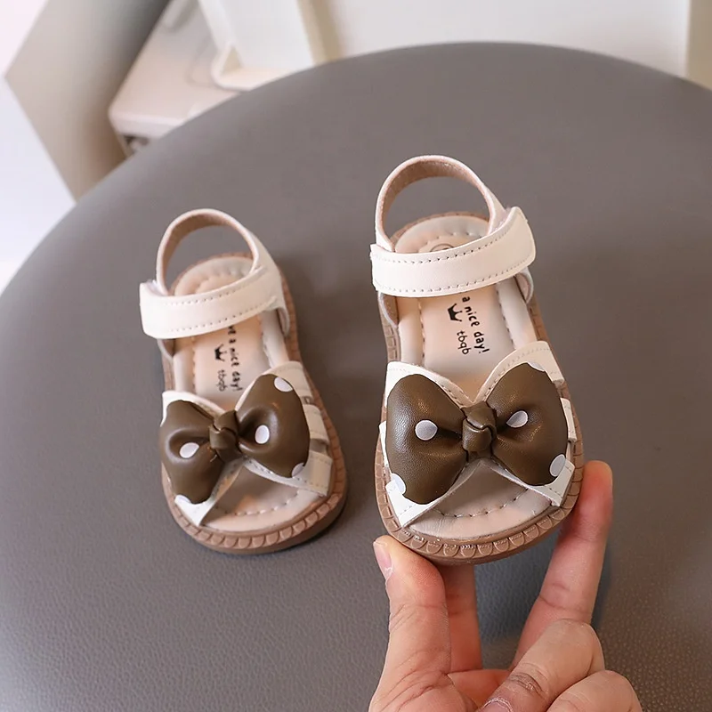 2024 Summer Female Baby Sandals 0-3 Years Old Protect Toes Soft Bottom  Toddler Shoes 6-12 Months Princess Shoes Baby Shoes