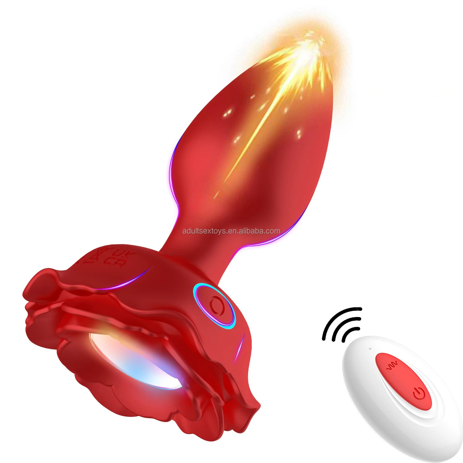 Rosen-LED-Leuchtender Analplug Vibrator fr Frauen 10 Modi Fernbedienung  Masturbator Butt Plug