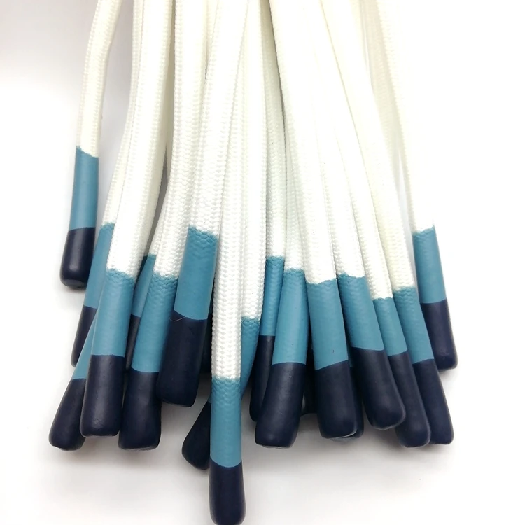 Custom Drawstring Cord Round Drawcord Hoodie Strings with Double Color Silicone Dipped Ends