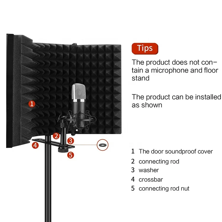 Professional Microphone Isolation Shield with Stand Microphone Soundproofing Cover Microphone Isolation Booth