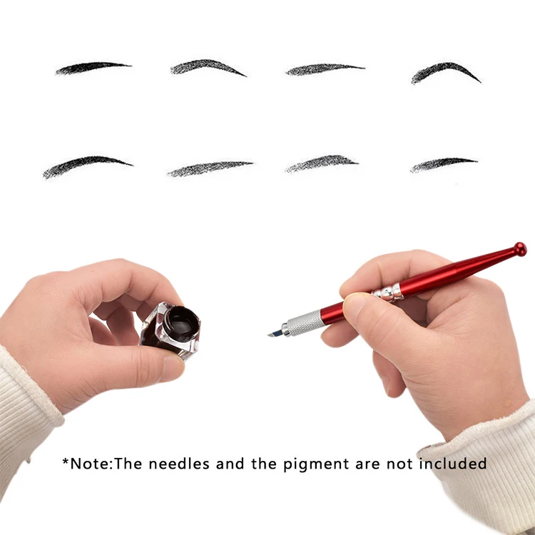 Professional Microblading Pen with Crossing Lock-Needle Device Multiple Needle Types and Lightweight Aluminum Alloy Design