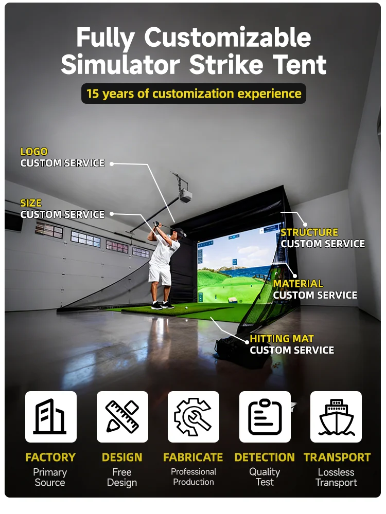 Golf Simulator Cage with Impact Netting for Outdoor Training