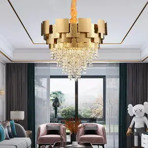 High Quality Led Pendant Lights Hotel Living Room Modern Lighting High Ceiling Crystal Chandeliers