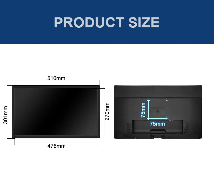 New 21.5" Wide Screen Full HD LCD LED Monitor with Wall Mount/ Desktop Stand Industrial Grade for Business Use