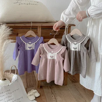 Autumn New Style Princess Baby Dress for Girls Super Cute Baby Toddler Casual Style Knitted Sweater Viscose Baby Skirts