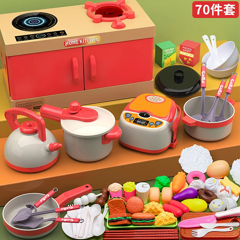 Kids Kitchen Set Pretend Play with Safe Plastic Toys