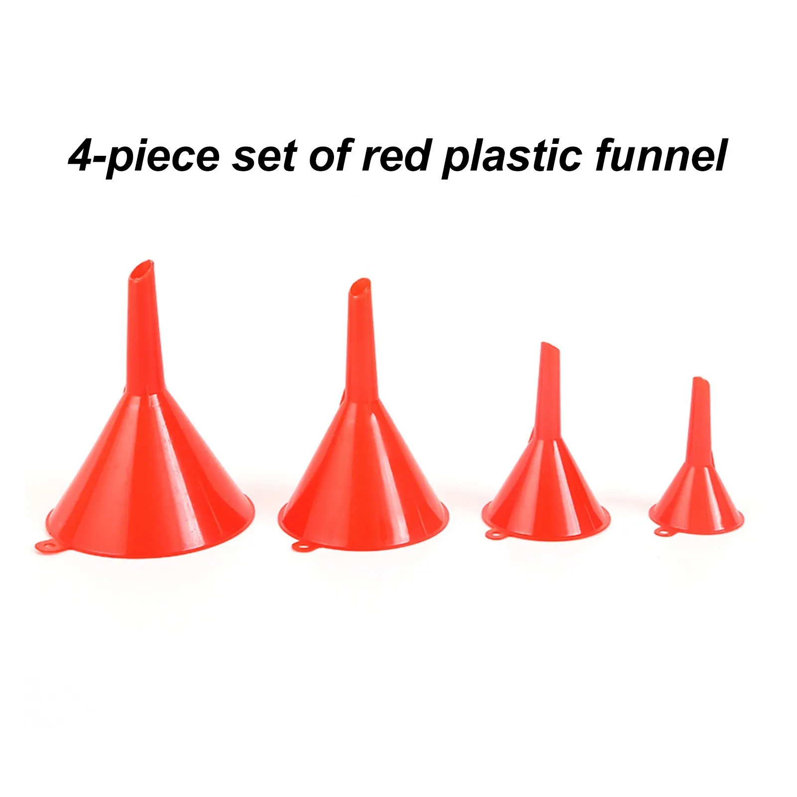 Embudo de aceite multifuncional de plástico y 4 piezas multiusos de boca  ancha naranja brillante juego de embudo de plástico para automóviles y