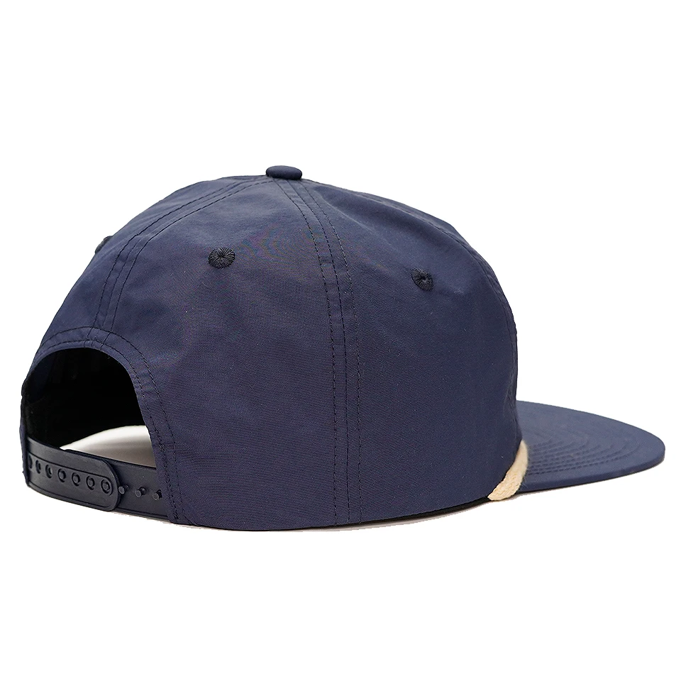 Custom 5 Panel Woven Patch Logo Unstructured Navy Blue Snapback Hats