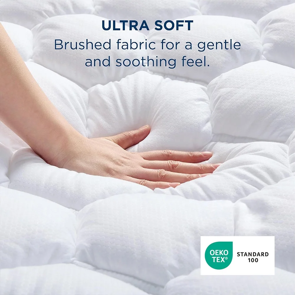 8-21 Inches Deep Pocket Washable Breathable Quilted Fitted Mattress Topper Protector Cover factory