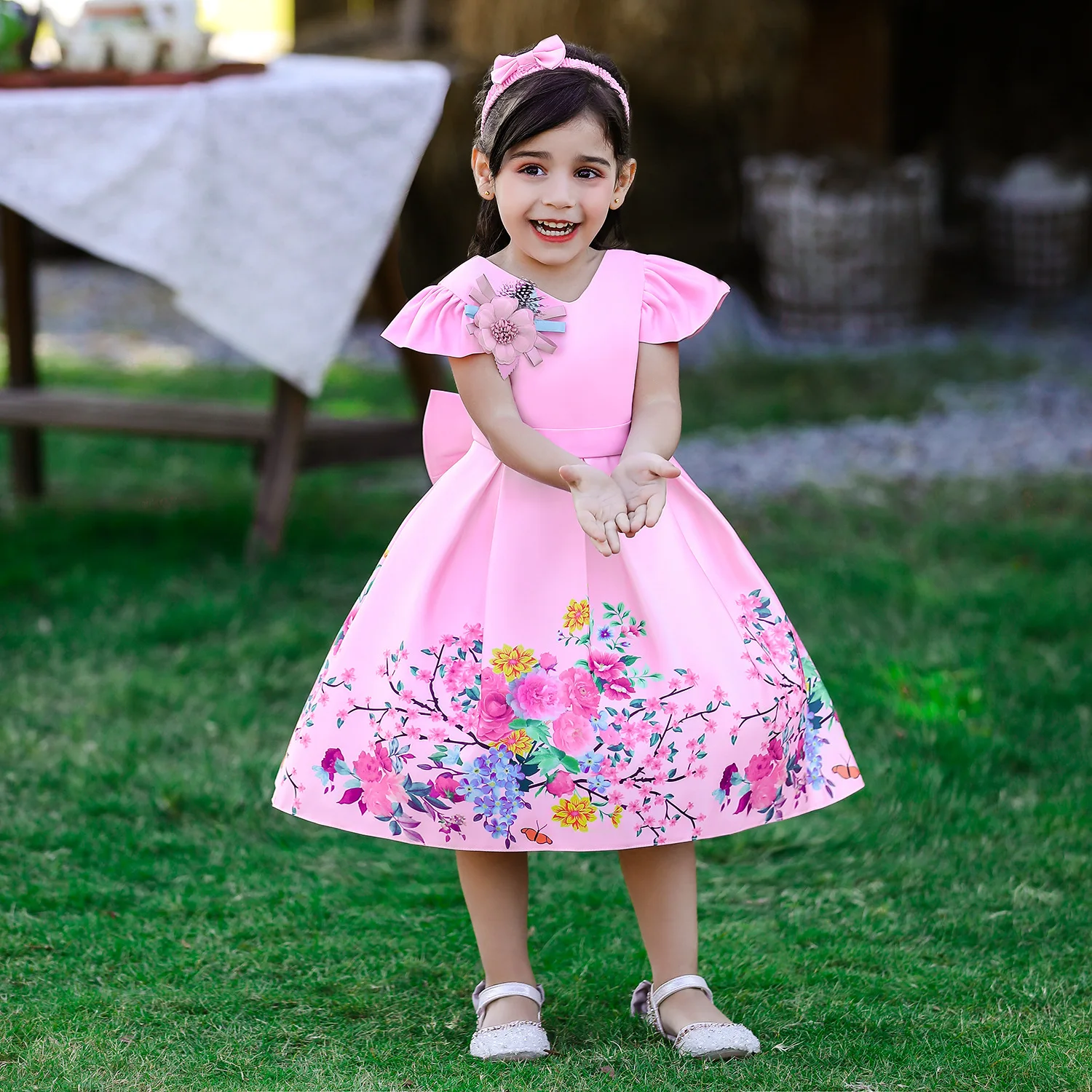 Child Kid Baby Princess Wrinkle Skirt Personalised Dresses Headband Sets Clothes 