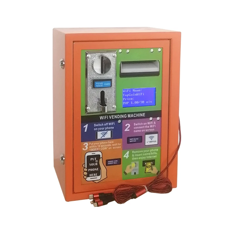 2025 Exclusive Distributor 2-in-1 Coin & Banknote Payment Operated Charging Cable WiFi Vending Machine