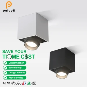 Modern 12W H125mm Spot Lights Aluminum LED Ceiling Light White Square Surface Mounted 1-Head Adjustable Beam Angle Led Spotlight