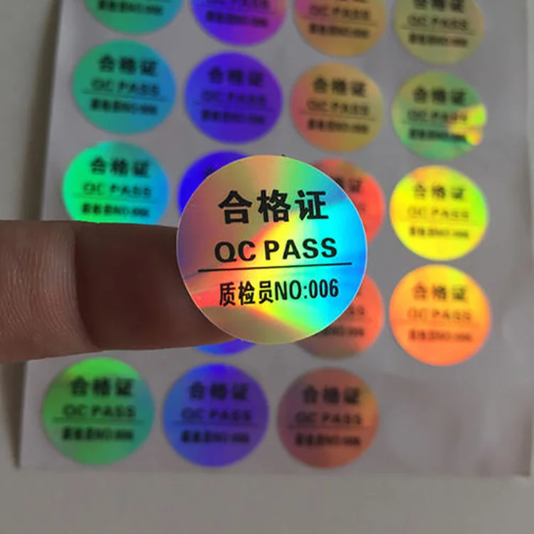 Custom Made Label Stickers Brand Logo Metallic Holographic Stickers