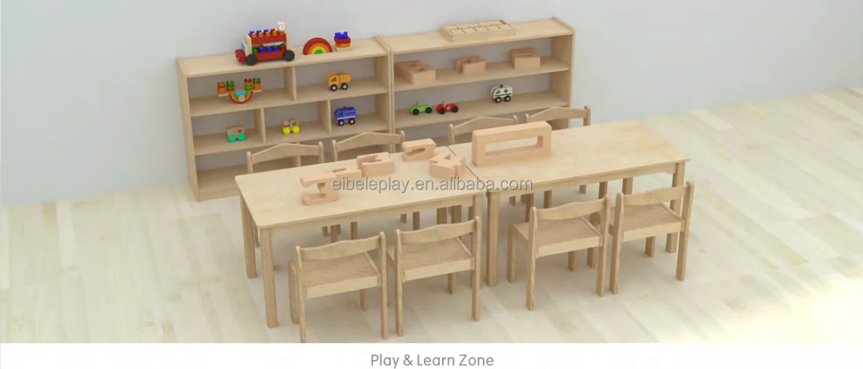 High Quality Solid Wood Toddler Nursery School Furniture Set Up