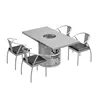 Tavolo lungo Silver 120 con quattro sedie Comb-4
