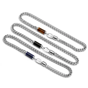 4mm Double Layer Round Grinding Chain Bracelet With Natural Lapis Stone Hip-hop Men TIZTI Bracelet Chain