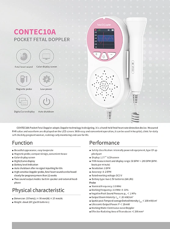 CONTEC10A ultrasound medical baby heartbeat monitor portable fetal monitor