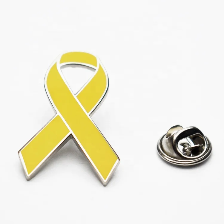 Custom Zinc alloy Clothing accessories Yellow Ribbon pin