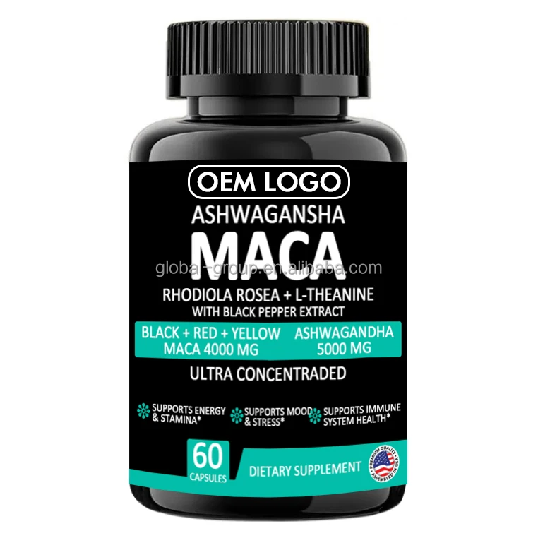 OEM Organic Maca Extract Capsules Herbal Dietary Supplement Black Maca Root Powder Capsules