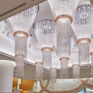 Hotel Lobby Villa Commercial Custom Golden Supplier Project Lighting Big Crystal Beads Chandeliers Mall Pendant Lights