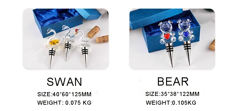 product factory wholesale bear and swan design metal wine stopper crystal bottle stopper for wedding return gift-31