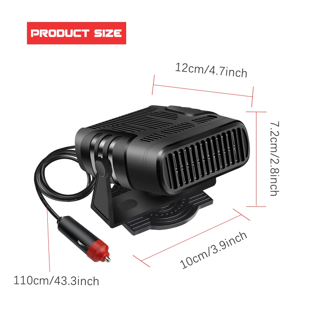 Podofo Car Heater 12v/24v Portable Car Heater Defroster For Vans Cars
