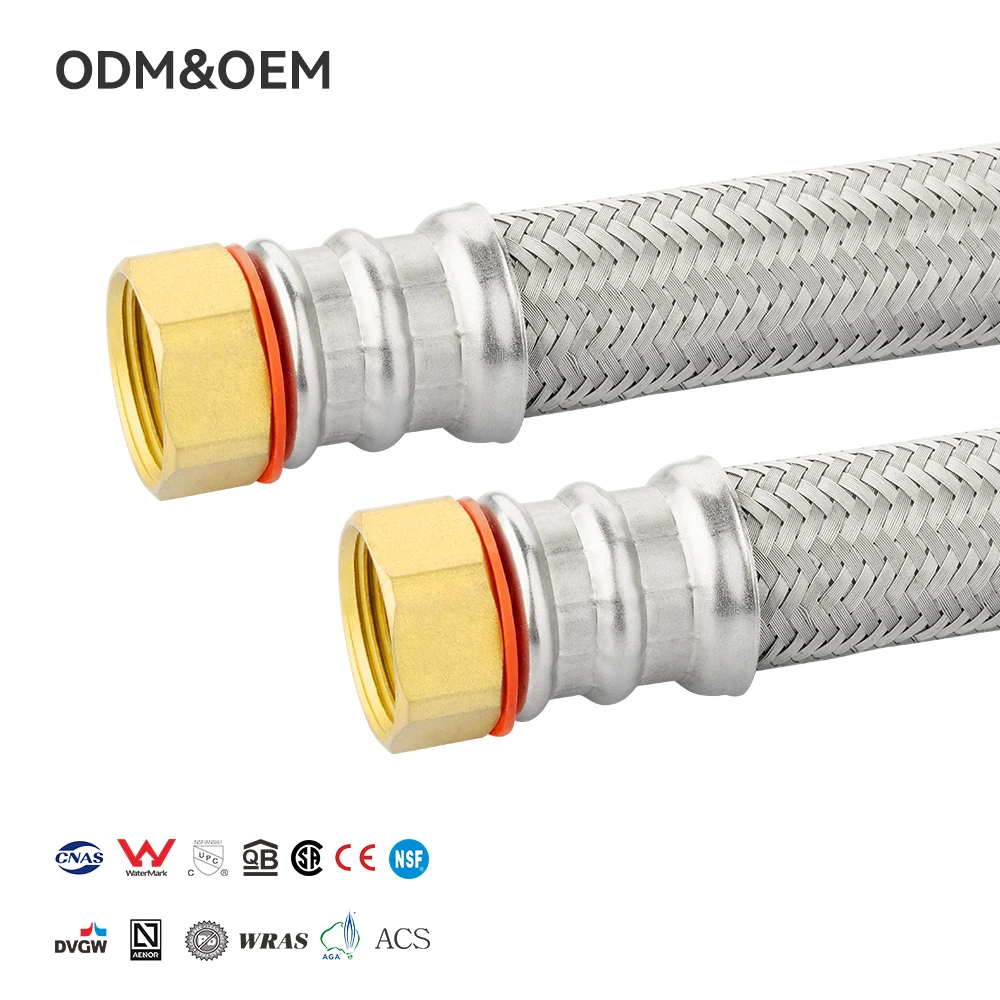 FANKSI Kitchen Water Plumbing Hose Stainless Steel Braided Flexible High-quality Refined Copper Joints Strong Torque Resistance