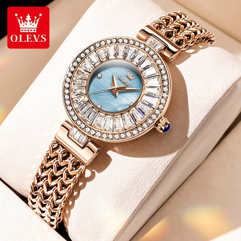 OLEVS 9959 Original elegante reloj de cuarzo para mujer, reloj resistente  al agua de marca superior para mujer, reloj de mano de diamante de lujo de 