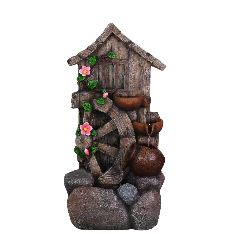 Новый трехуровневый Каскадный бочоный фонтан со светодиодными лампами в деревенском стиле