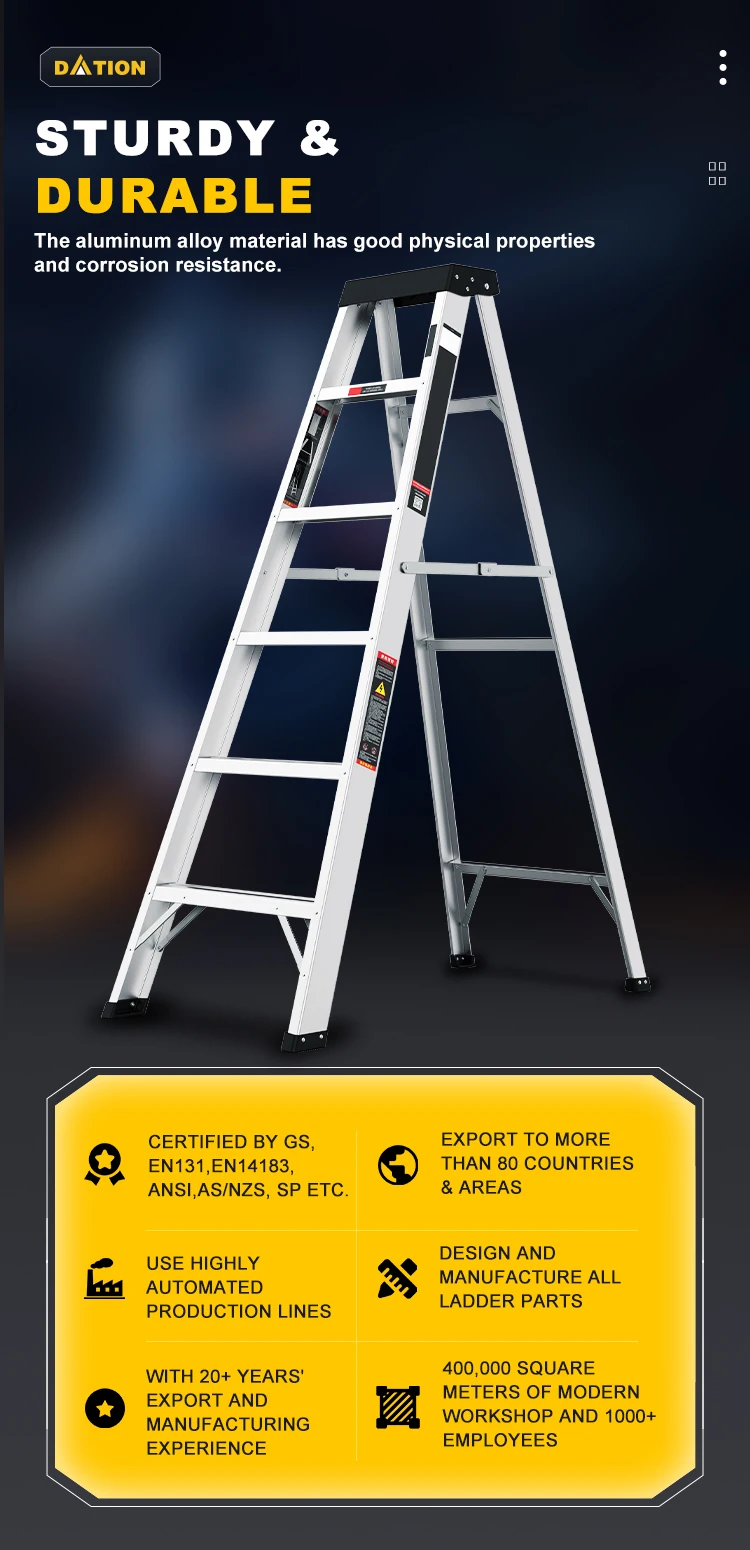 High Quality Rubber Feet Safety Aluminum Ladder Extendable Ladder