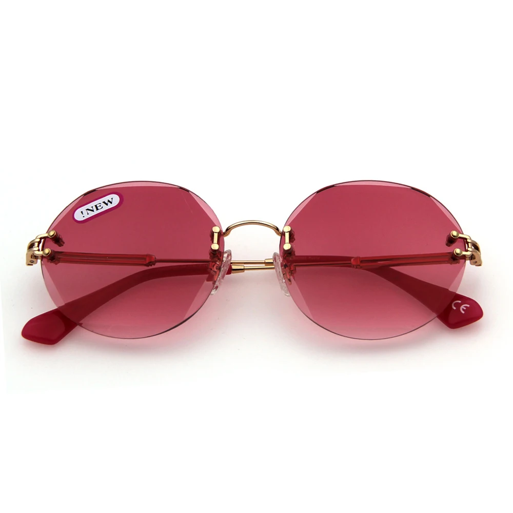 rimless sunglasses red
