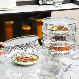 Dustproof Food Dish Cover Food Grade PET/ABS Material Household Three-layers Stackable Food Storage Cover