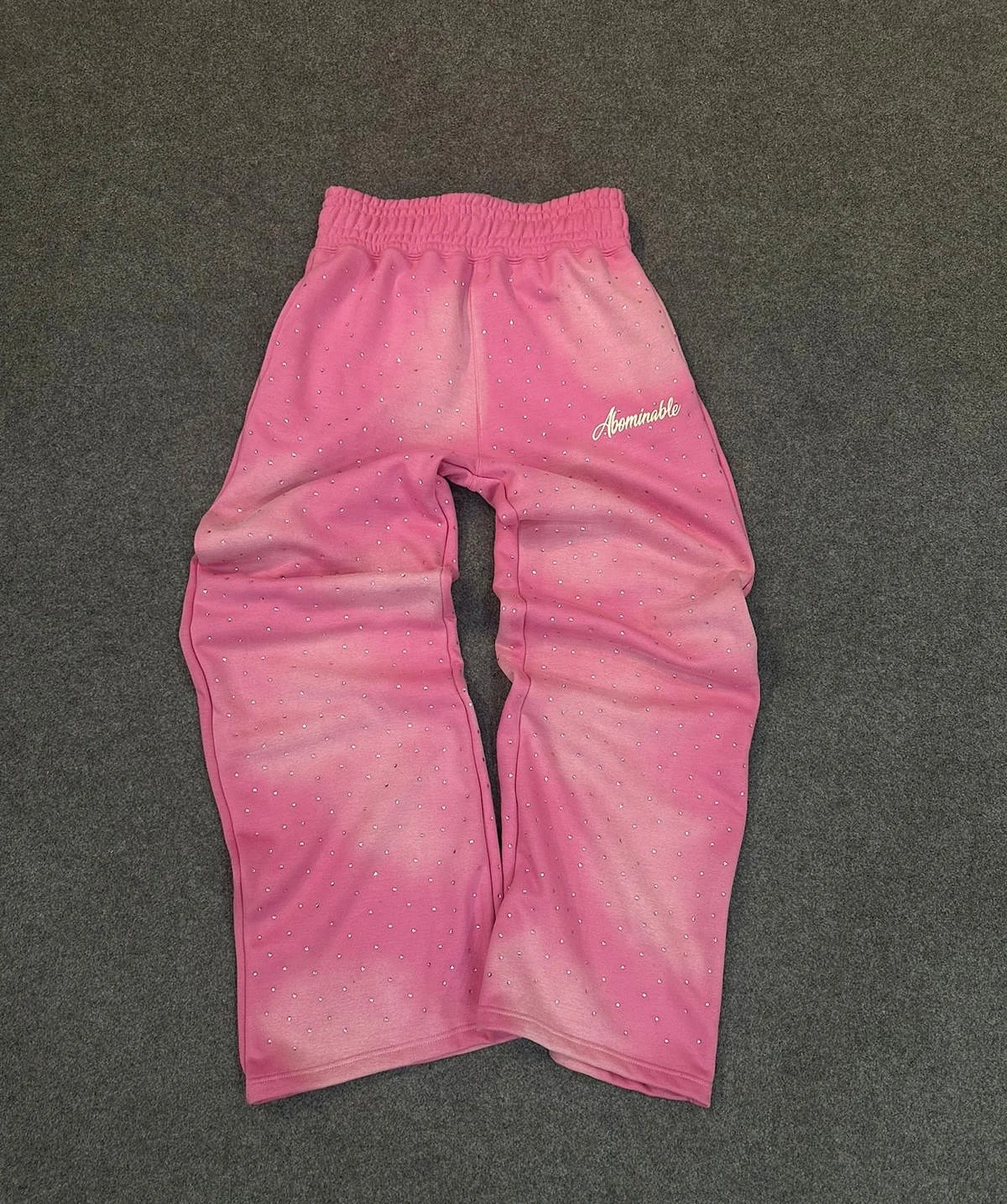Custom Track Sweat Pant 500GSM Distressed Cut and Sew Baggy Oversized Heavyweight Acid Wash Rhinestone Flared Sweatpants Men