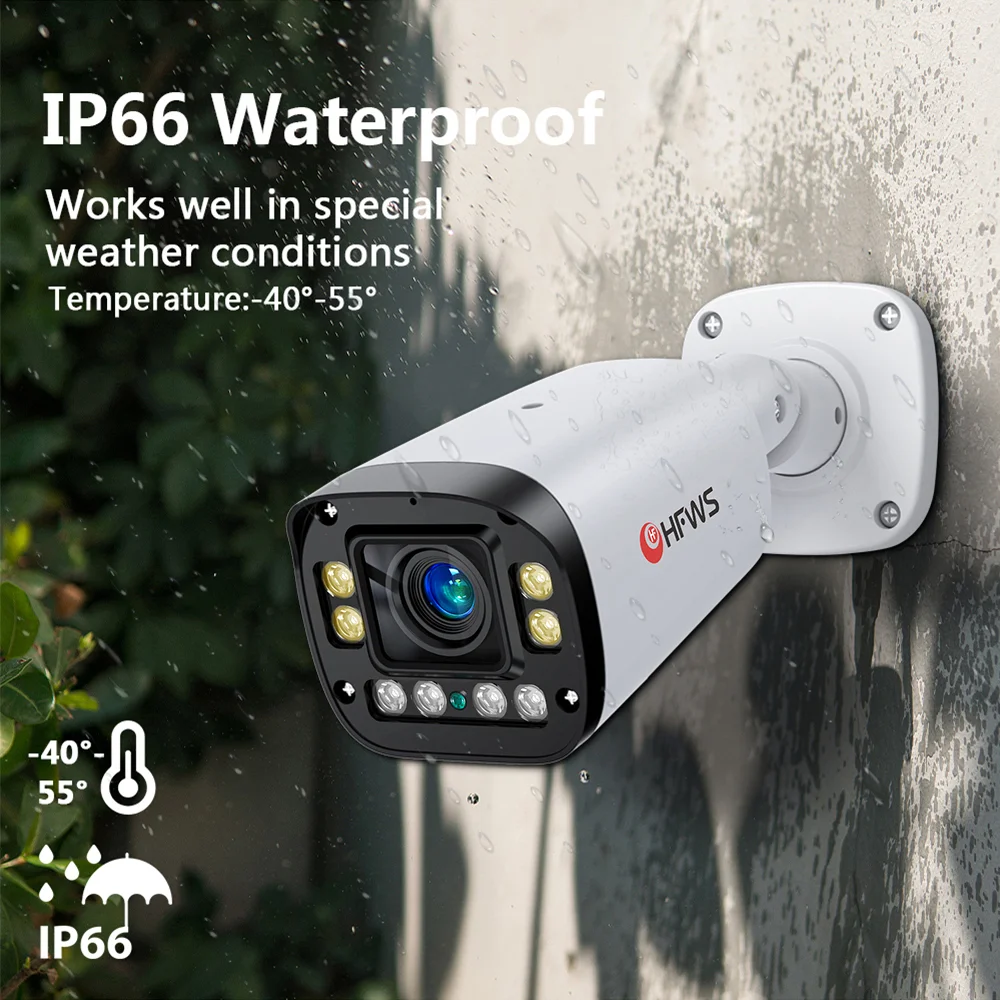 HFWVISION 4K Poe Camera System - 8MP, 8CH NVR, Outdoor