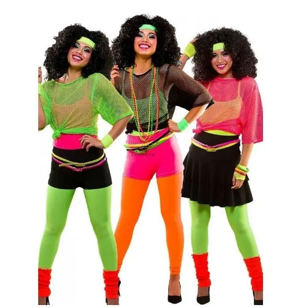 knee length dresses for ladies 80s Fancy Dress Party Animal Ladies Costume Neon Rave Eighties Womens –  Kingdom Fancy Dress