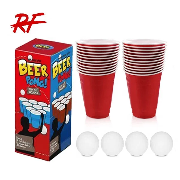 Buy Wholesale China 450ml Red Disposable Plastic Cup Beerpong Set