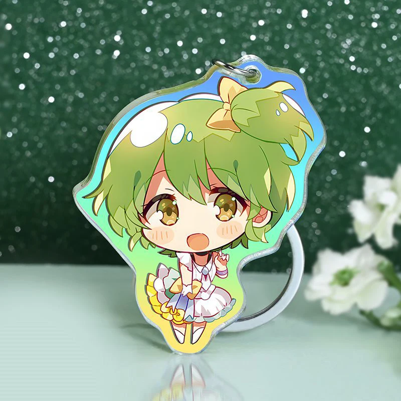 Custom Clear Acrylic Keychain Logo Cartoon Glitter Epoxy Keychain Charm Plastic Key Chain Anime Acrylic Keyring Custom